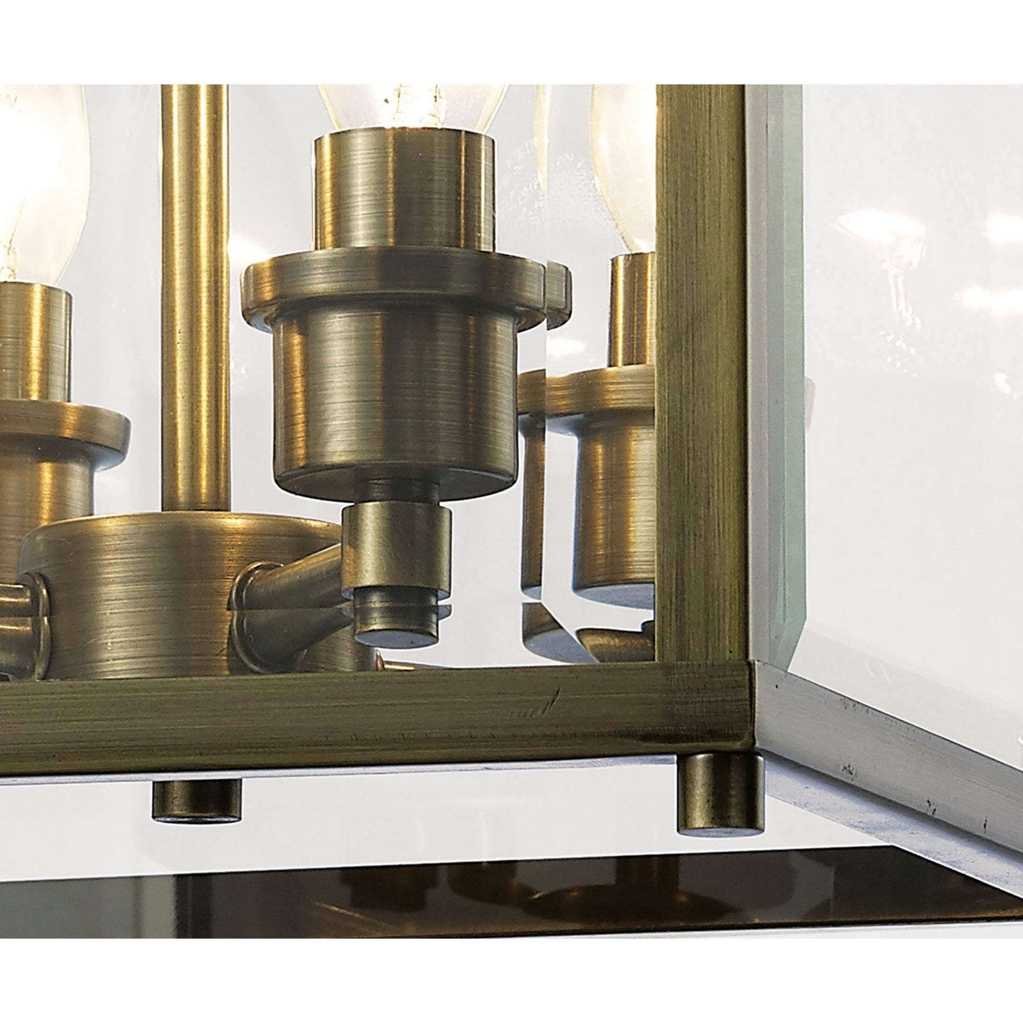 Diyas IL31111 Aston Semi Ceiling 4 Light Antique Brass/Glass