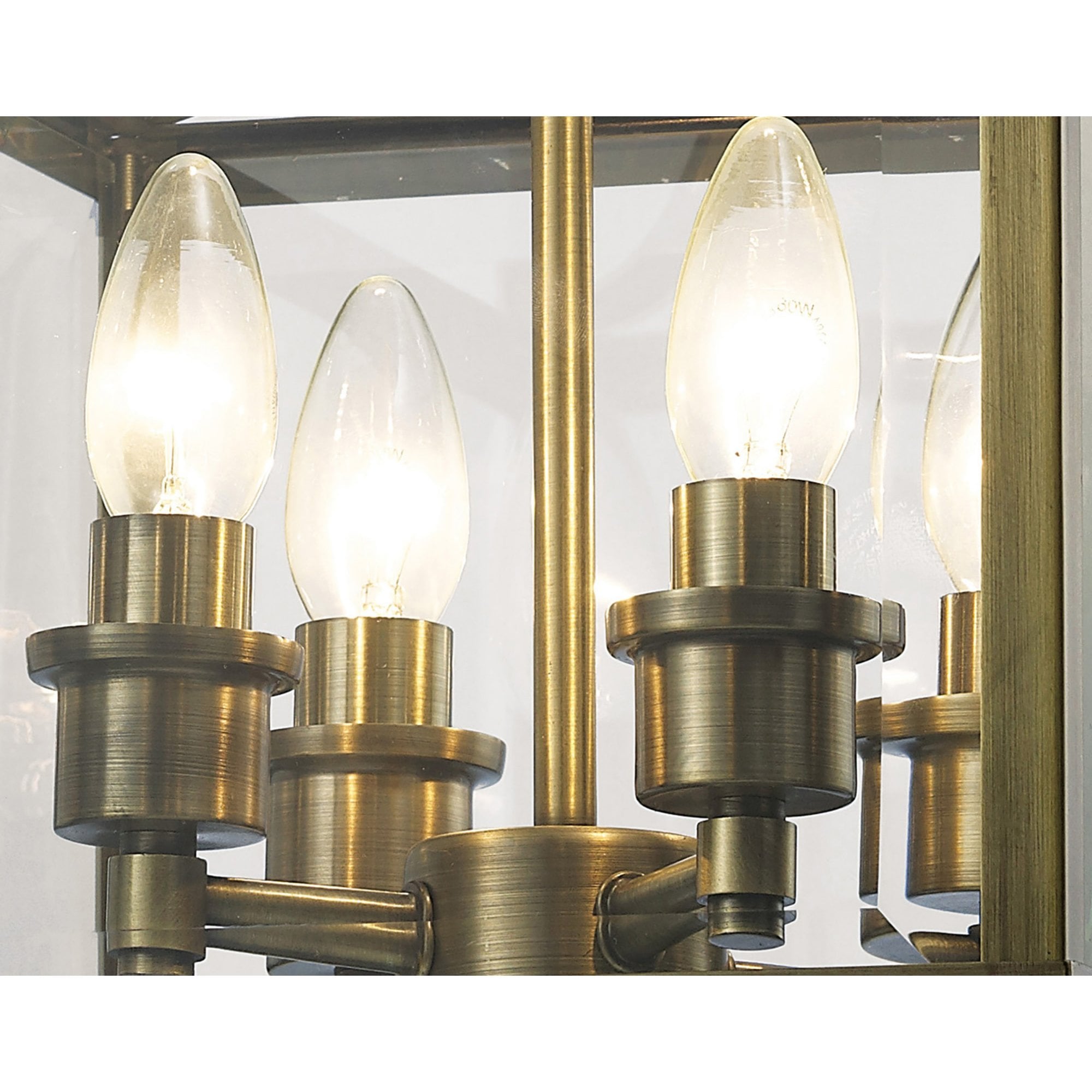 Diyas IL31111 Aston Semi Ceiling 4 Light Antique Brass/Glass