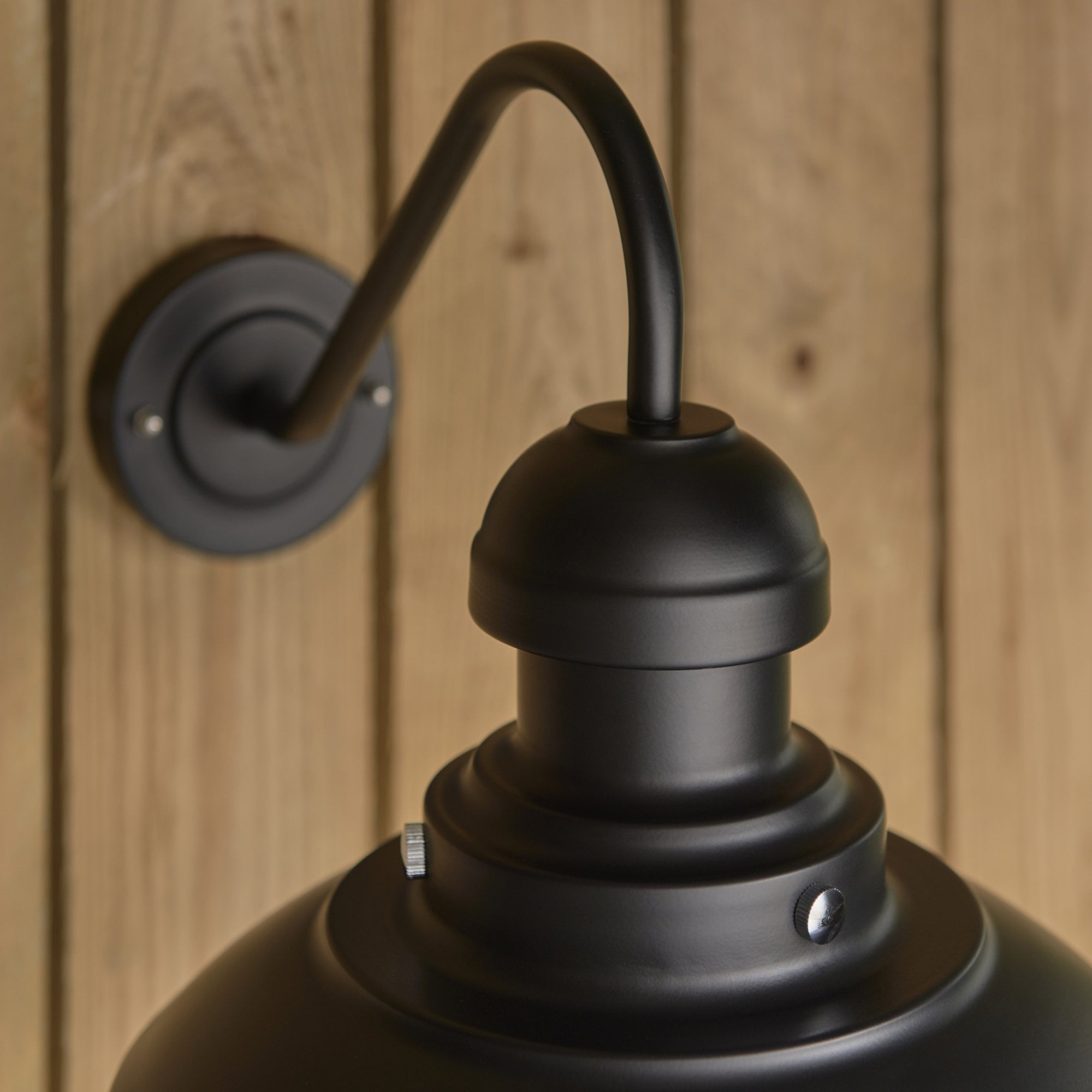 Endon Hereford Single Light Fisherman Arm Wall Light  - Matt Black & Clear Glass