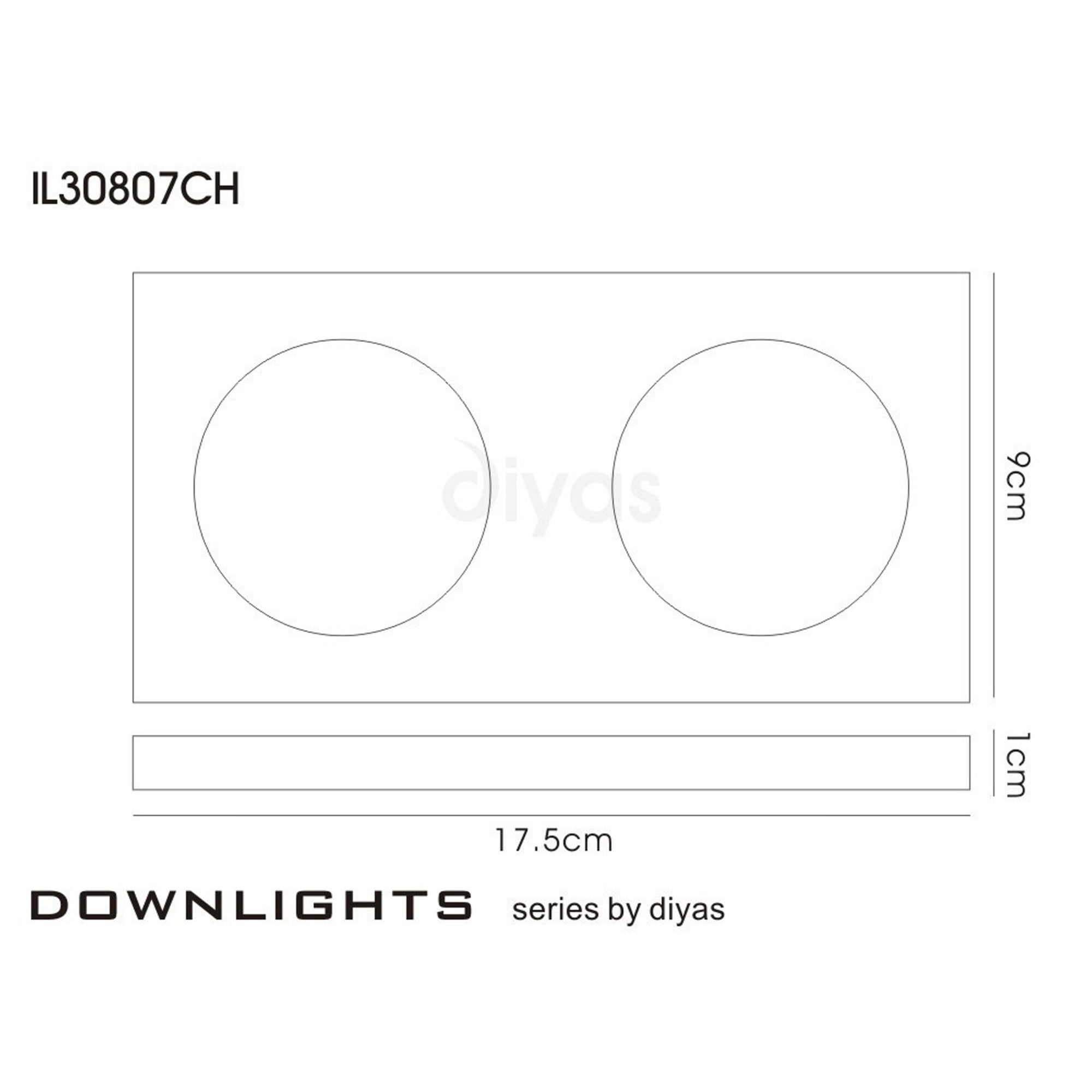 Diyas IL30807CH Crystal Dual Head Downlight Rectangle Rim Only Clear,IL30800 Required To Complete The Item