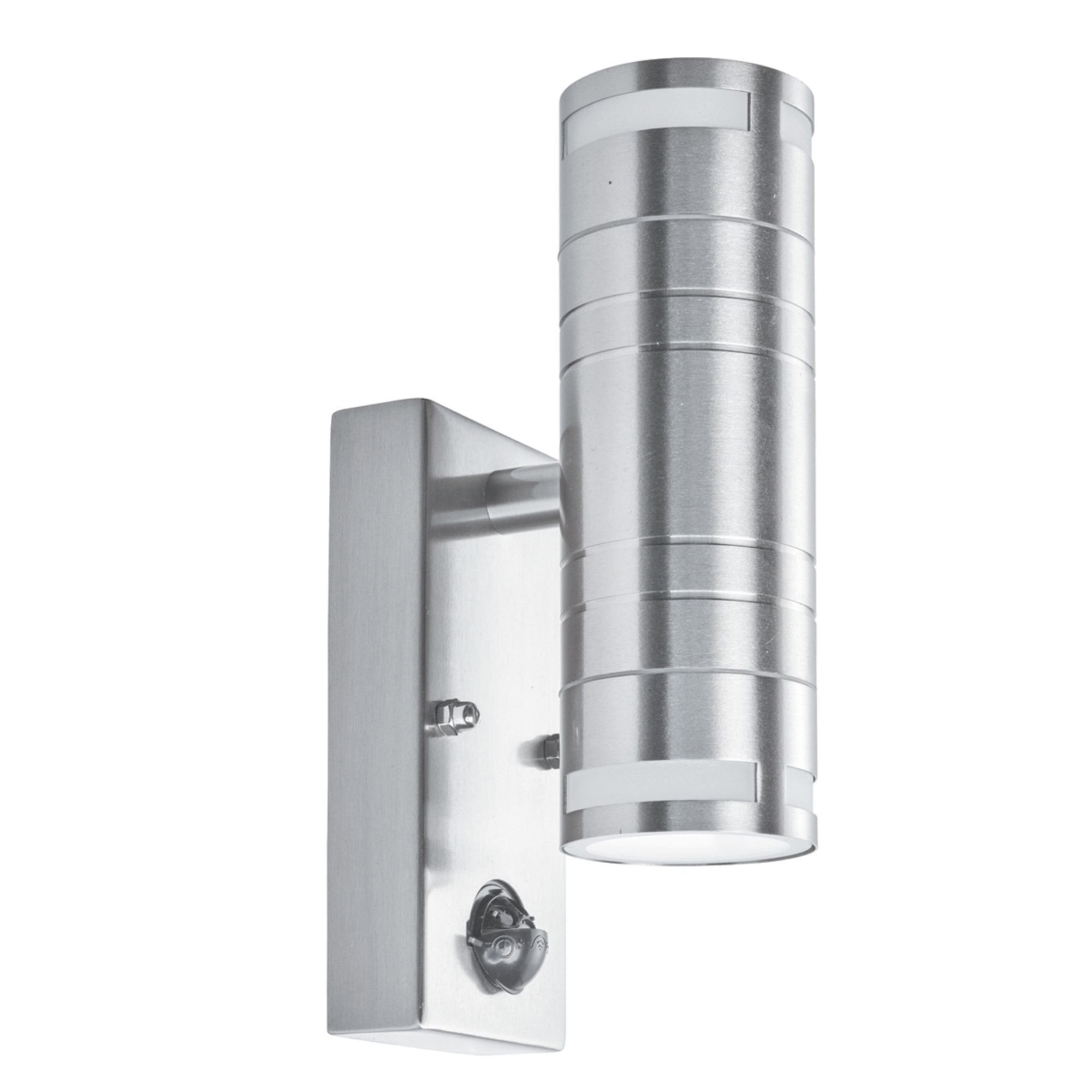 Searchlight Mela LED 2 Light Outdoor Wall Bracket with Sensor - Stainless Steel & Glass