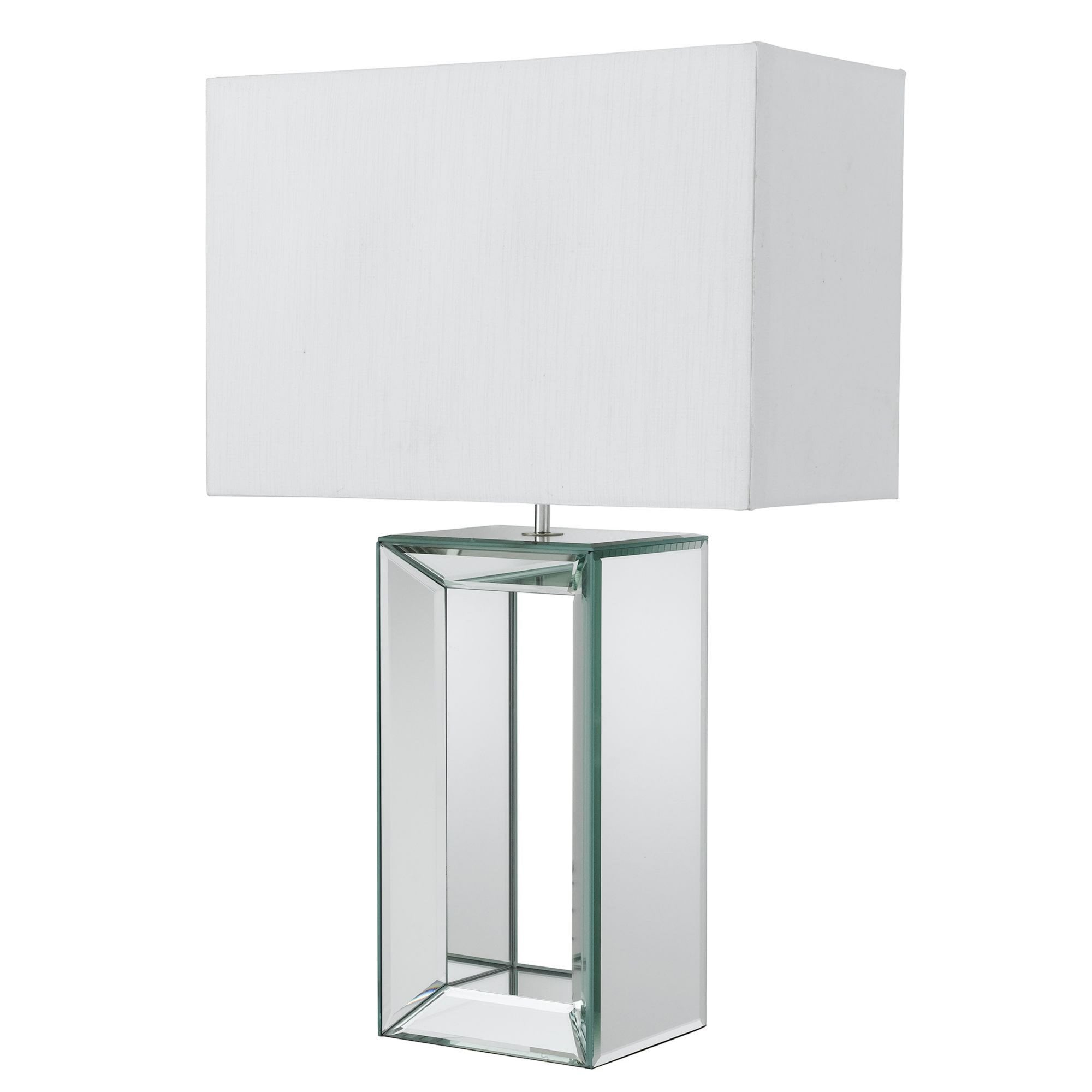Searchlight Merton Table Lamp - Mertoned Base & White Faux Silk Shade
