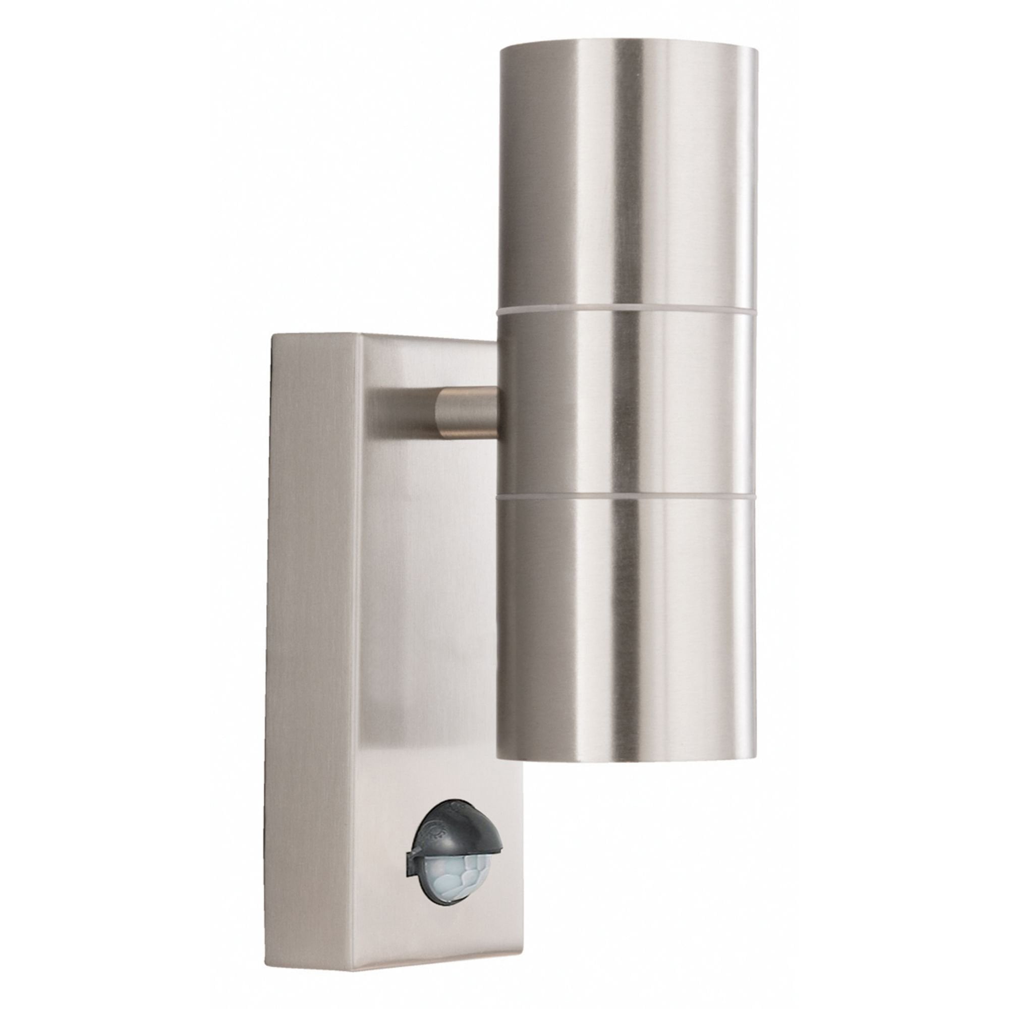 Searchlight Mela 2 Light Outdoor Wall Light with Sensor - Stainless Steel & Glass
