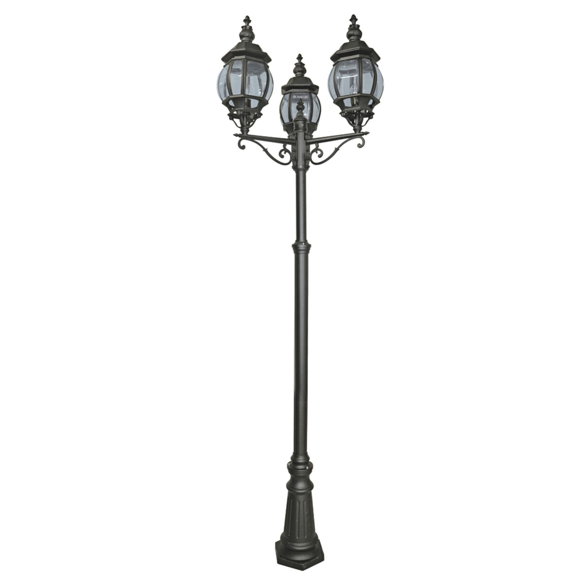 Searchlight Bartlett 220cm 3 Light Outdoor Post - Silk Black & Glass - IP23