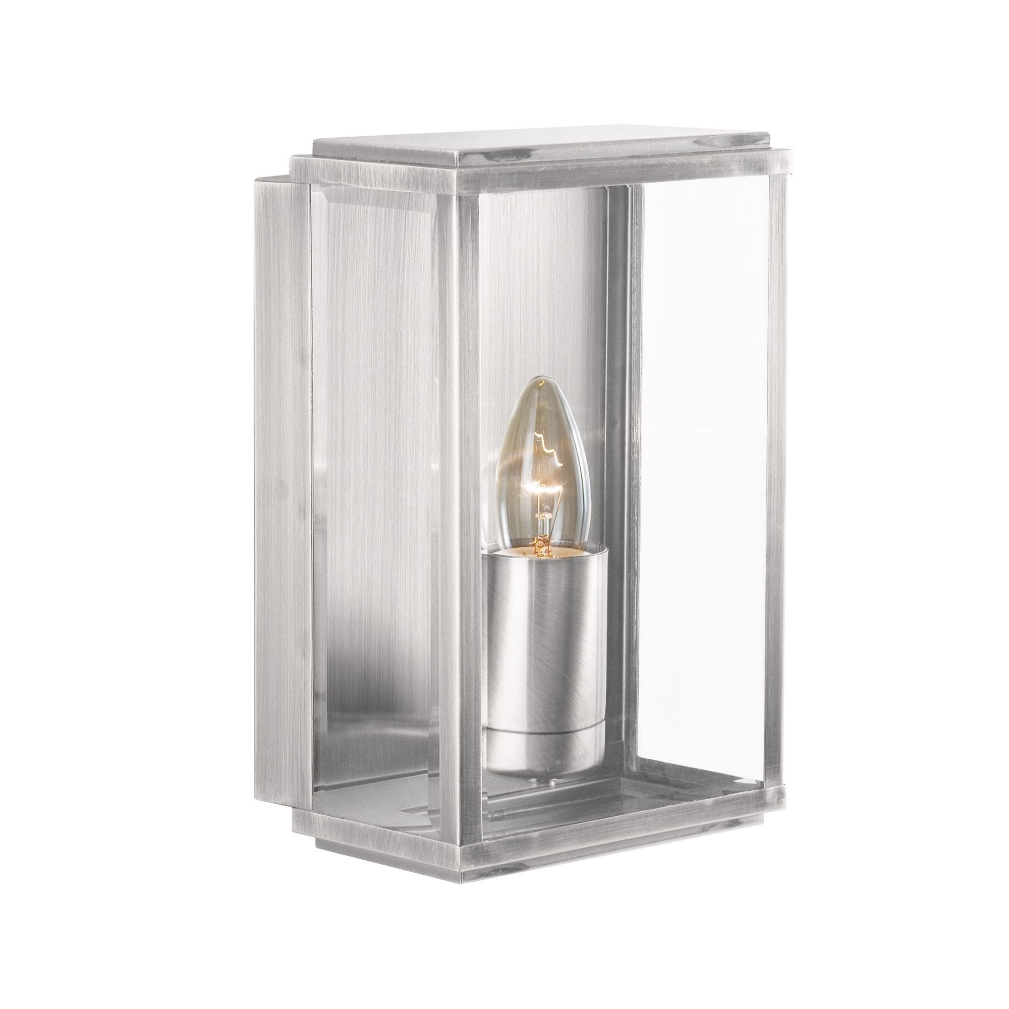 Searchlight Byron Outdoor Wall & Porch Light - Satin Silver & Glass