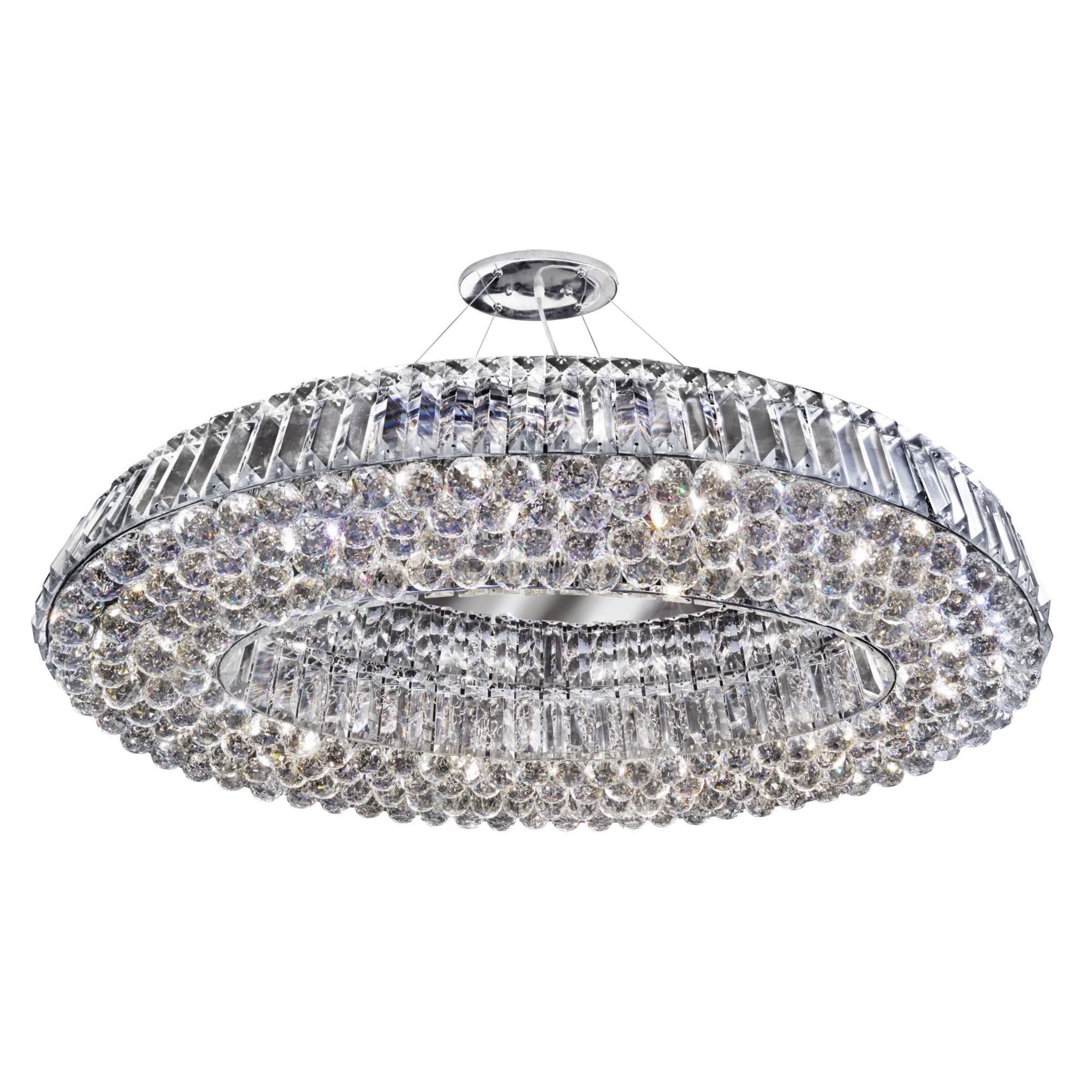Searchlight Vivian Oval 10 Light Pendant - Chrome, Clear Coffin & Ball Drops