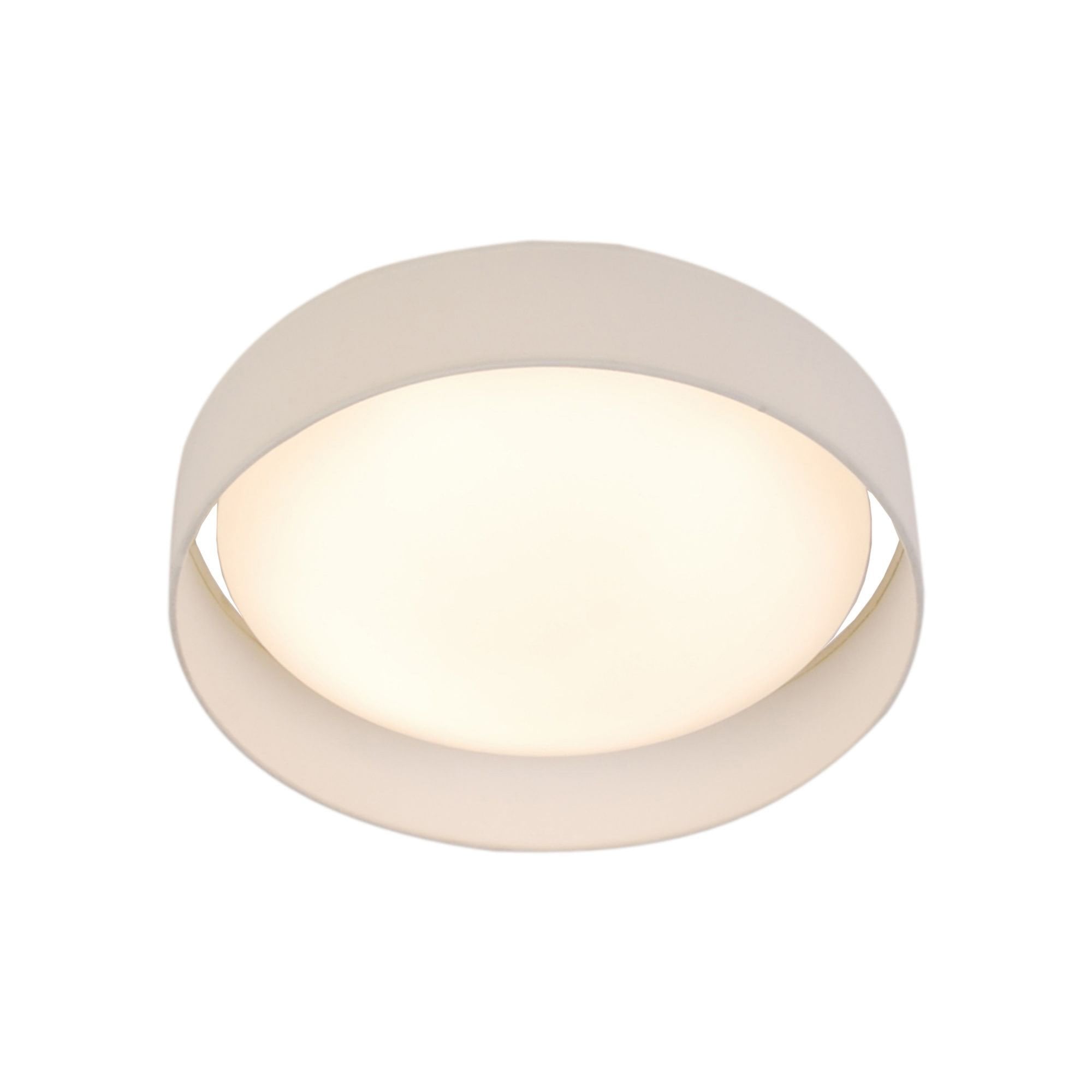 Searchlight Garson LED Flush Ceiling Light Large - Acrylic & White Fabric Shade
