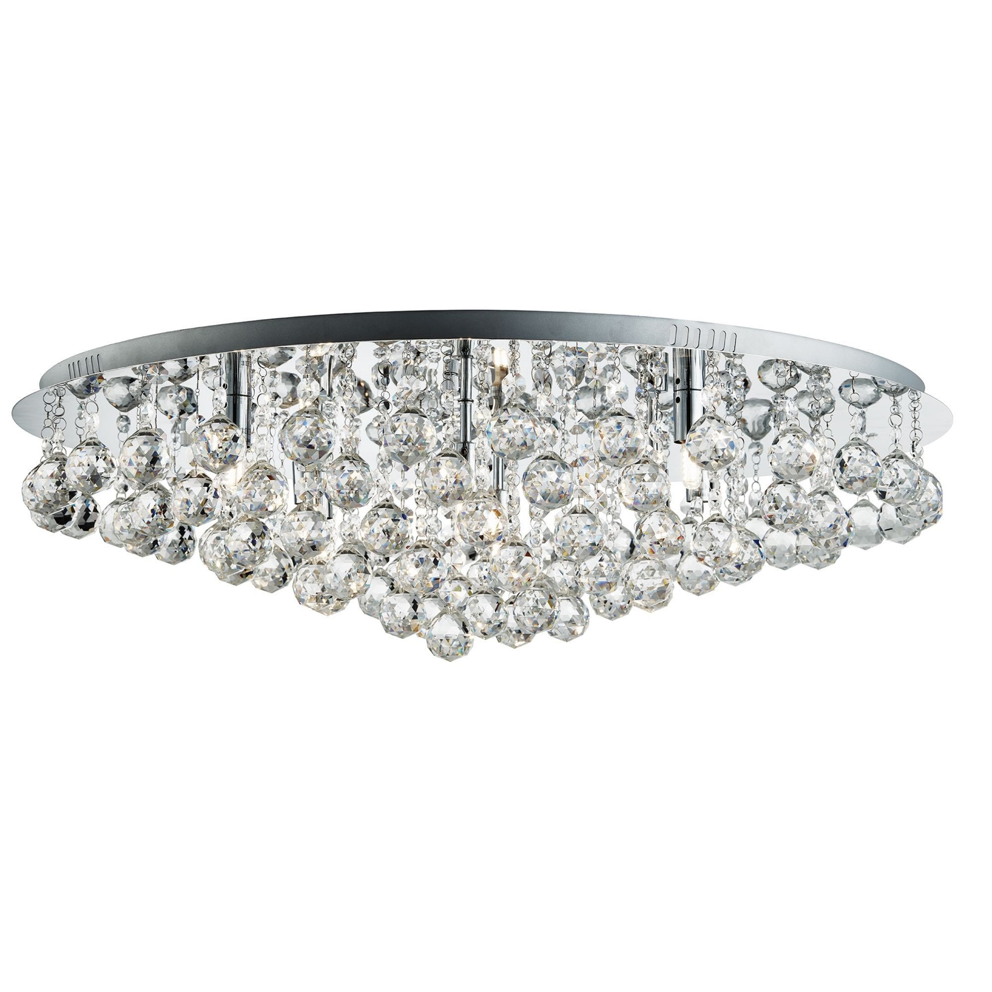Searchlight Hampstead 8 Light Flush - Chrome with Clear Crystal Pyramid Drops