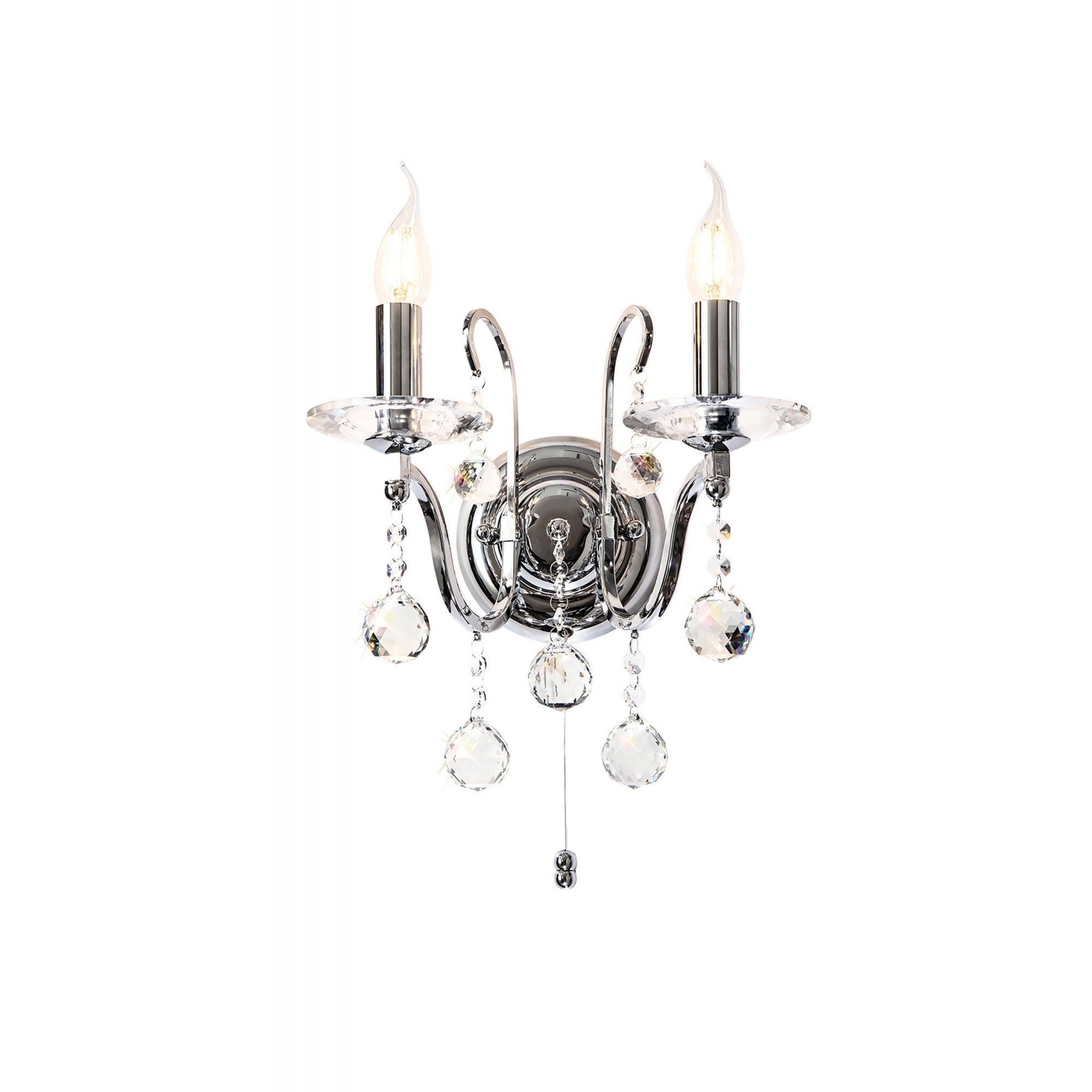 Diyas IL30112 Bianco Wall Light Switched 2 Light Polished Chrome/Crystal