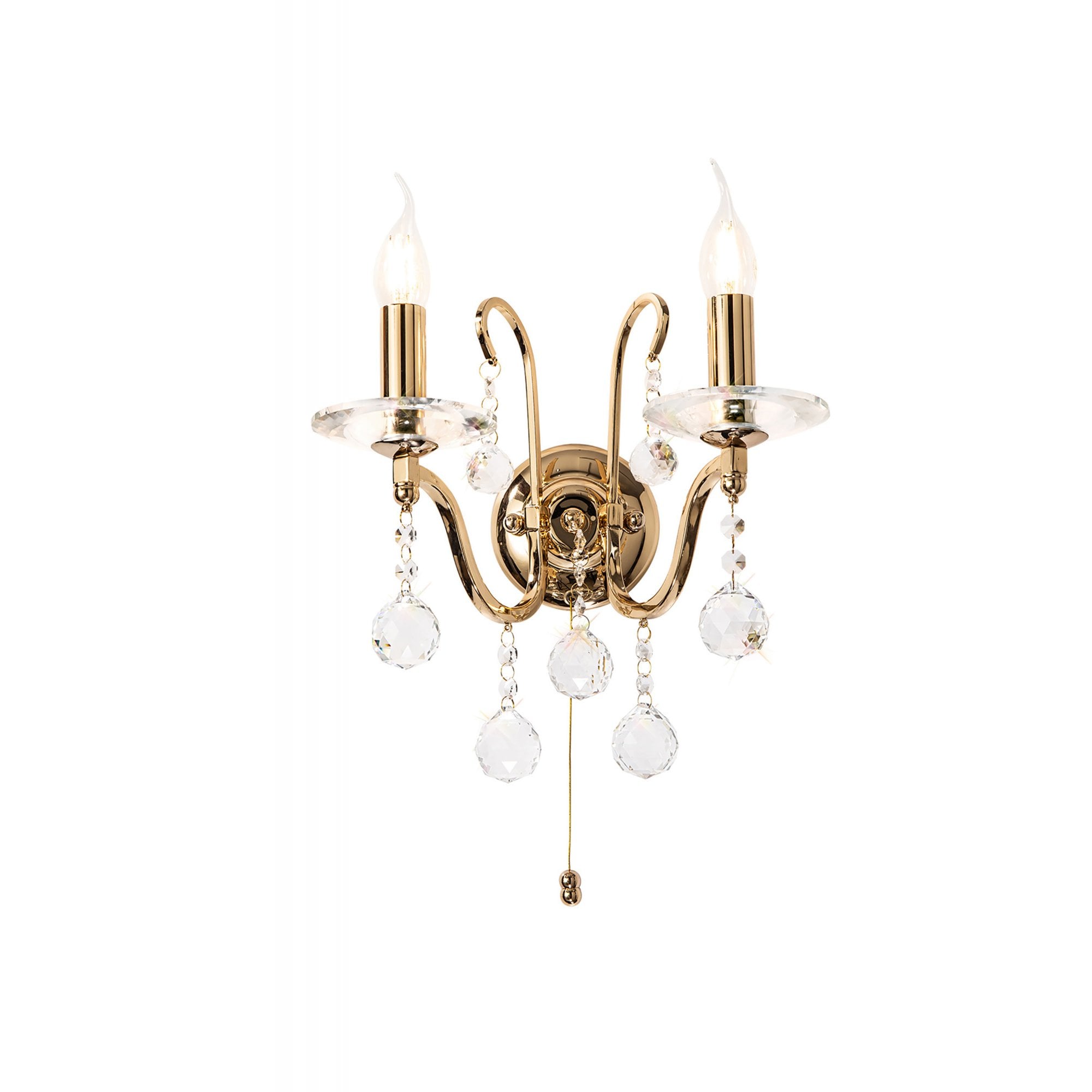 Diyas IL30212 Bianco Wall Light Switched 2 Light French Gold/Crystal