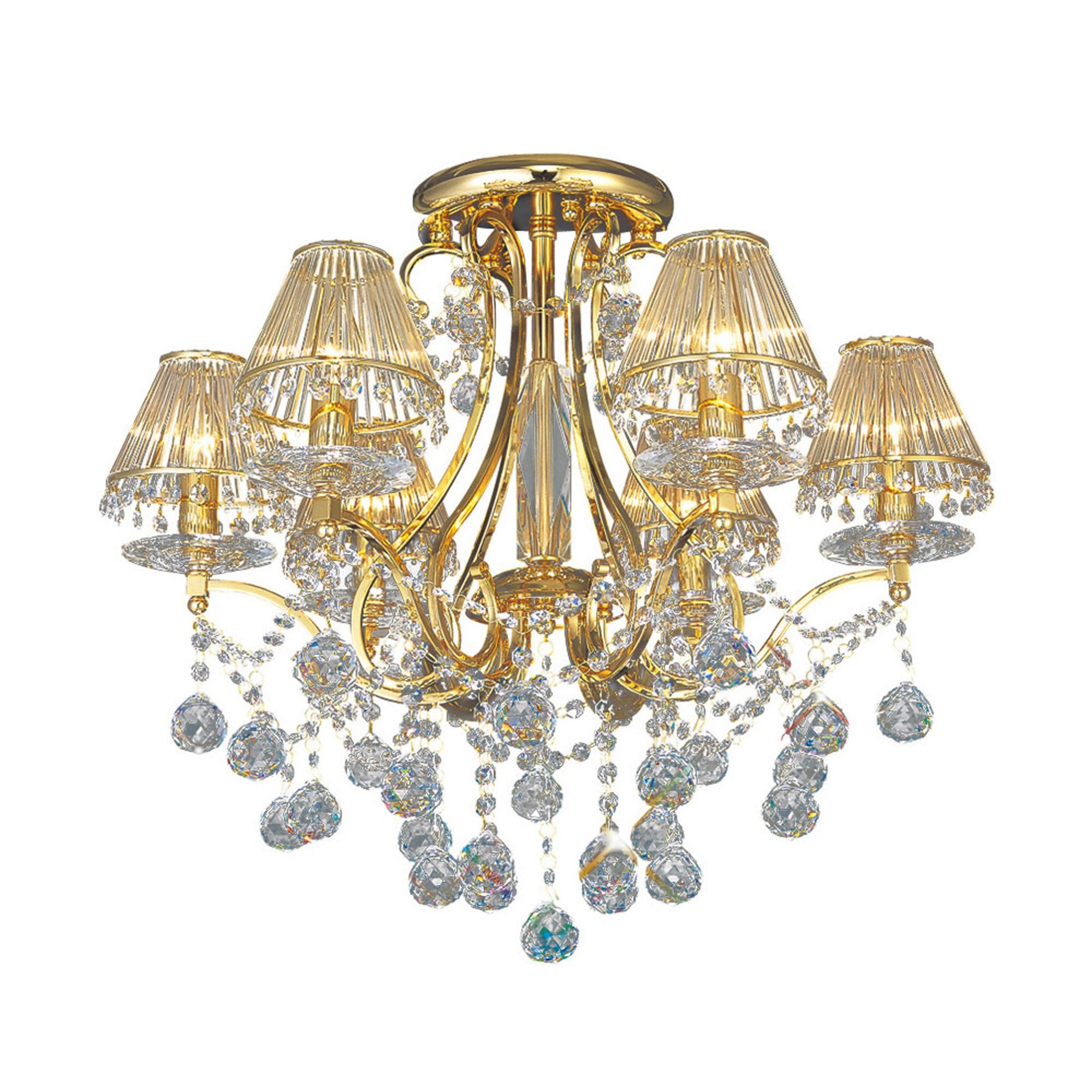 Diyas IL30216/BI Bianco Ceiling 6 Light French Gold/Crystal