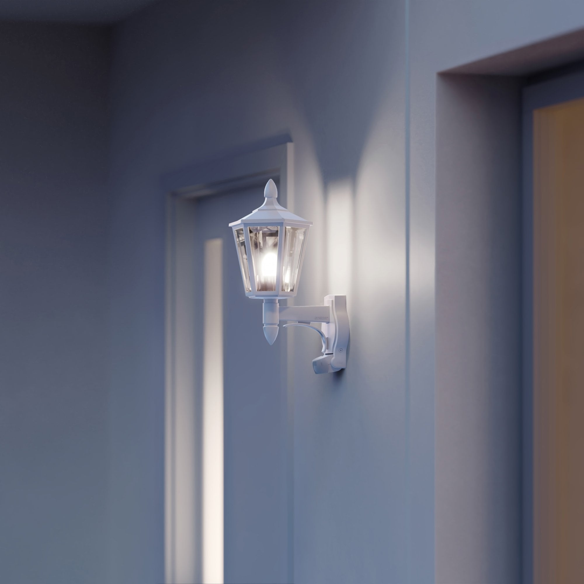 Steinel L 15 Classic Lantern Wall Uplight with 180 degree PIR - White