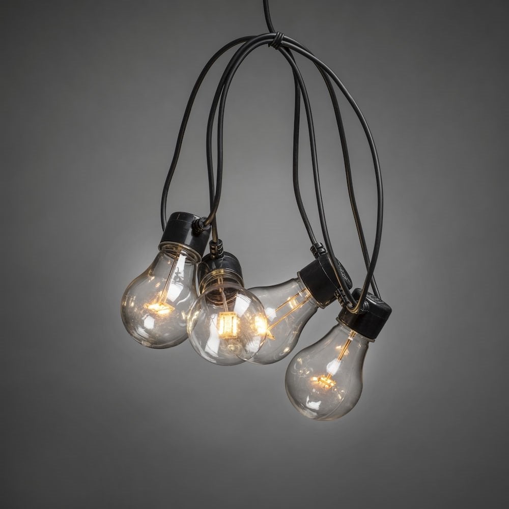 Konstsmide Festoon 2m Light Set - 5 LED Bulbs - 2400K - Battery Operated