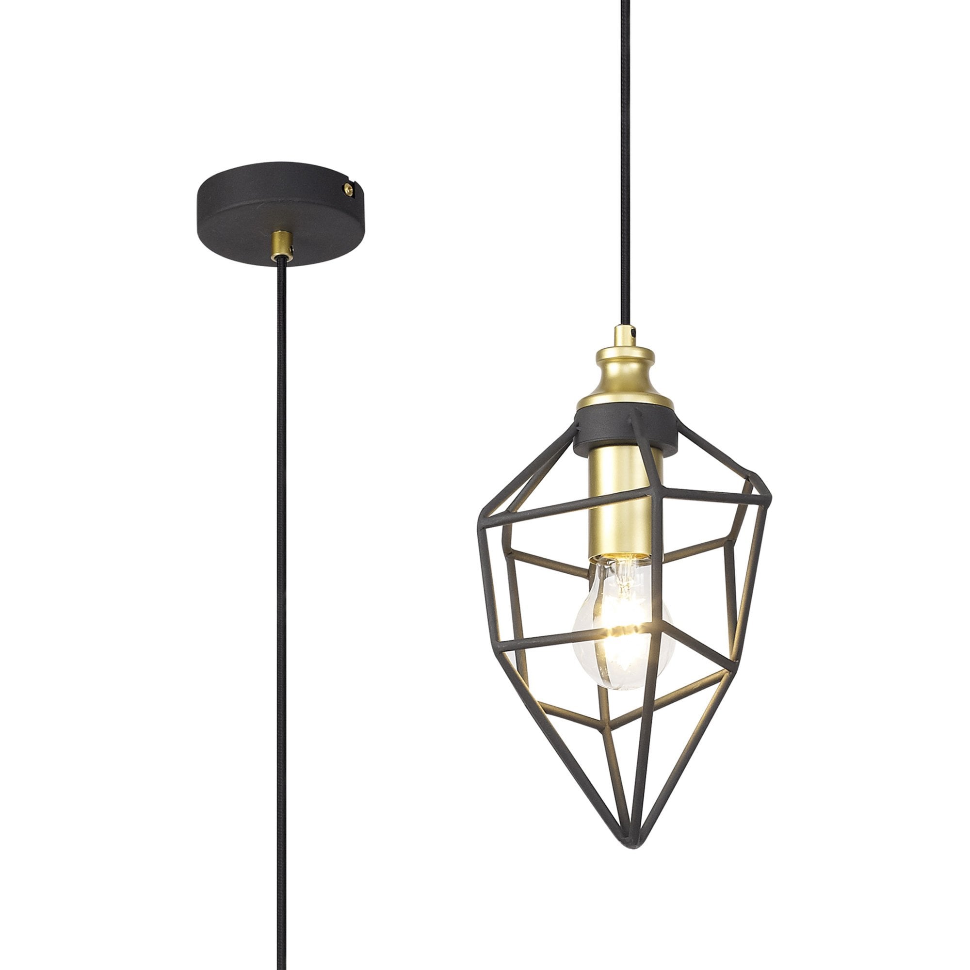 Fabula Austen Small Single Pendant - Painted Gold & Sand Black