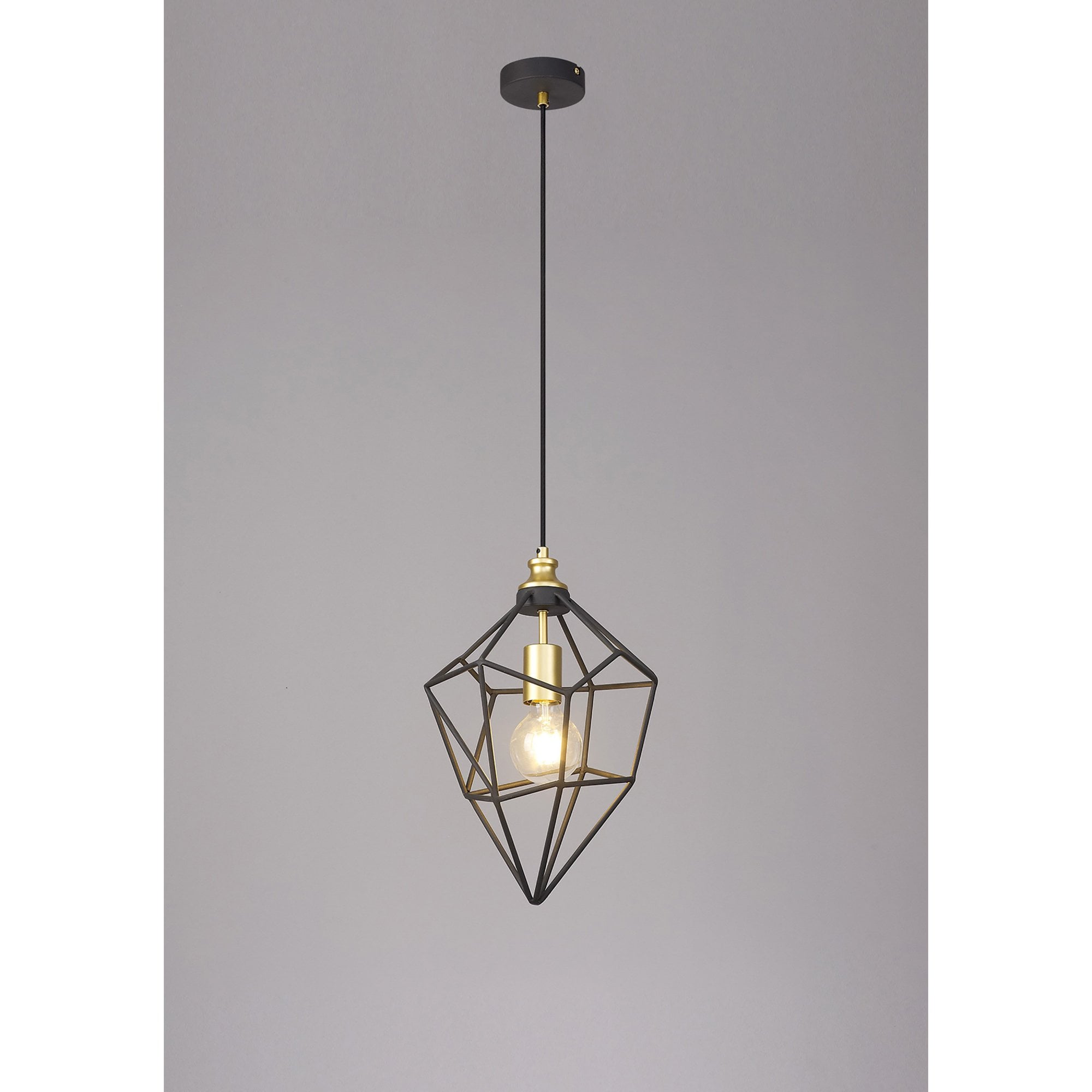 Fabula Austen Medium Single Pendant - Painted Gold & Sand Black