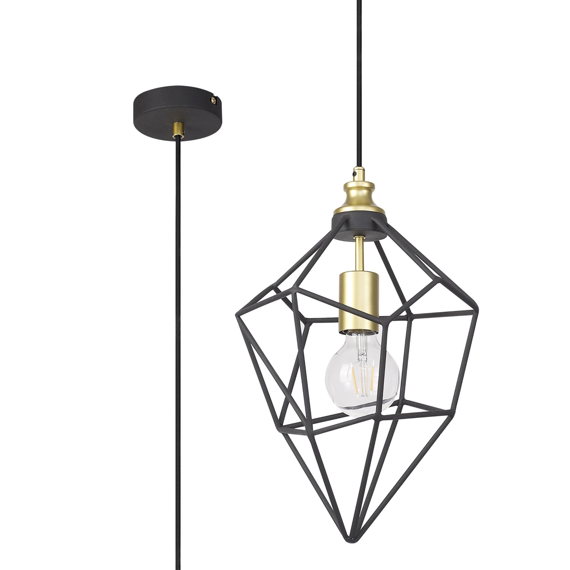 Fabula Austen Medium Single Pendant - Painted Gold & Sand Black