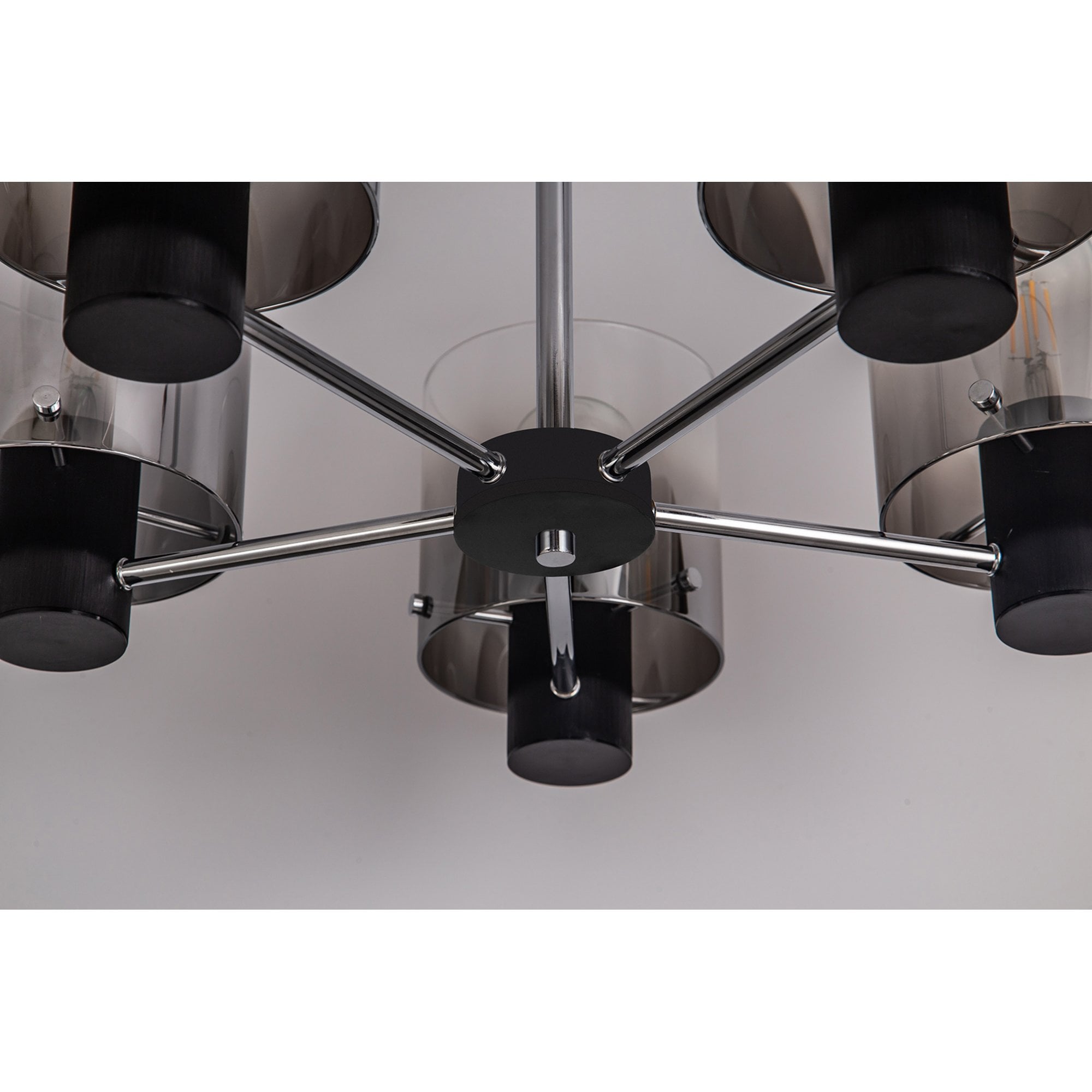 Fabula Kendon 5 Light Semi-Flush Light - Black & Smoke Fade Glass