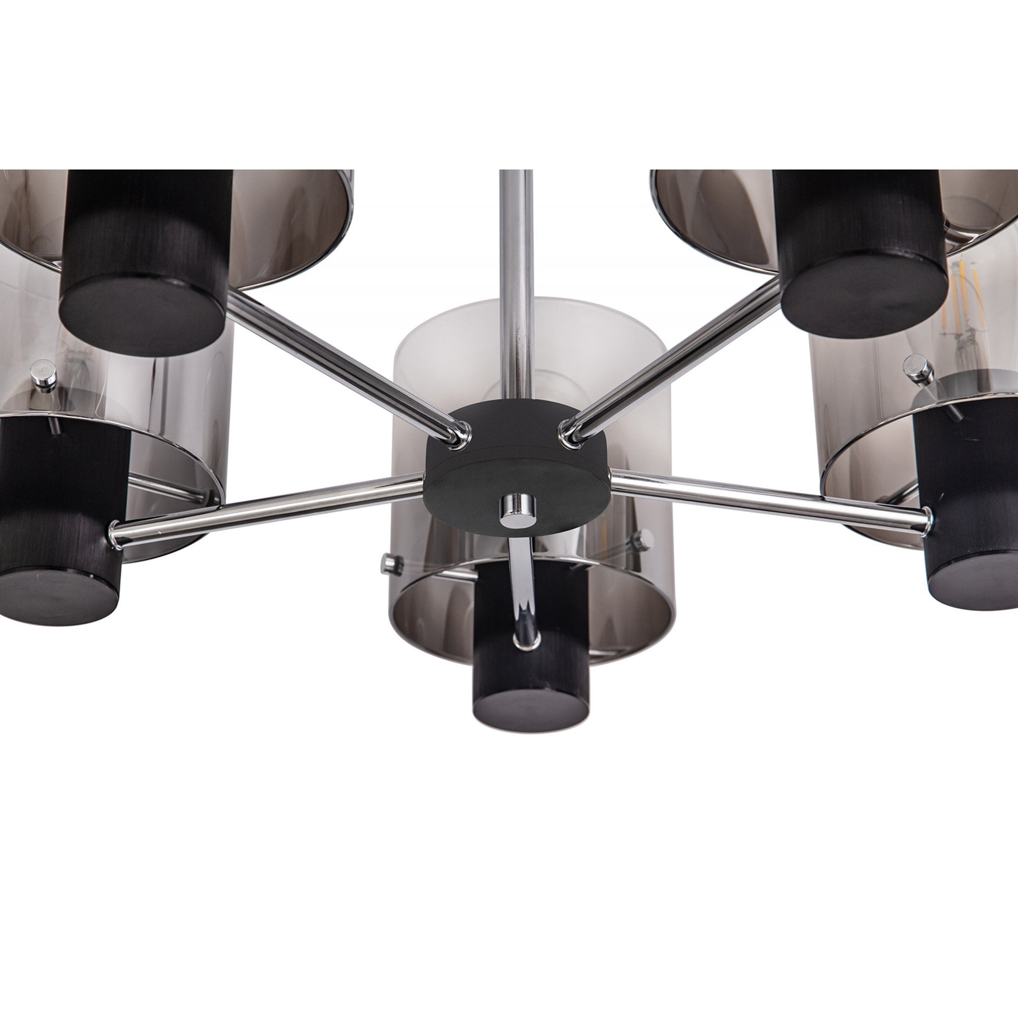 Fabula Kendon 5 Light Semi-Flush Light - Black & Smoke Fade Glass