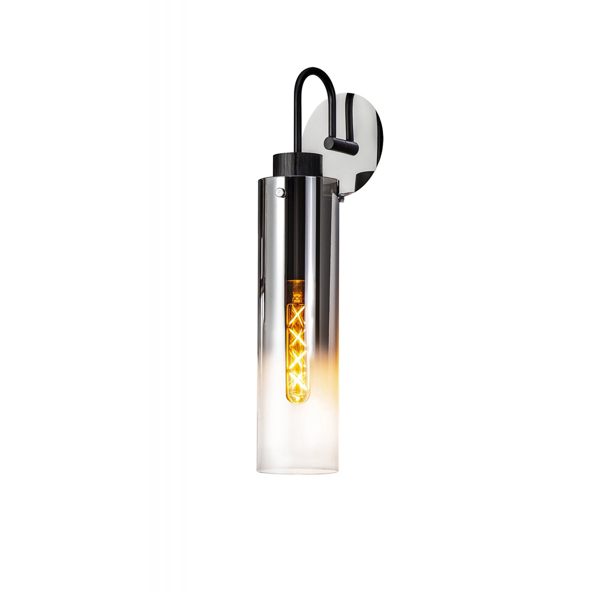 Fabula Kingfisher Single Wall Lamp - Black & Smoke Fade Glass