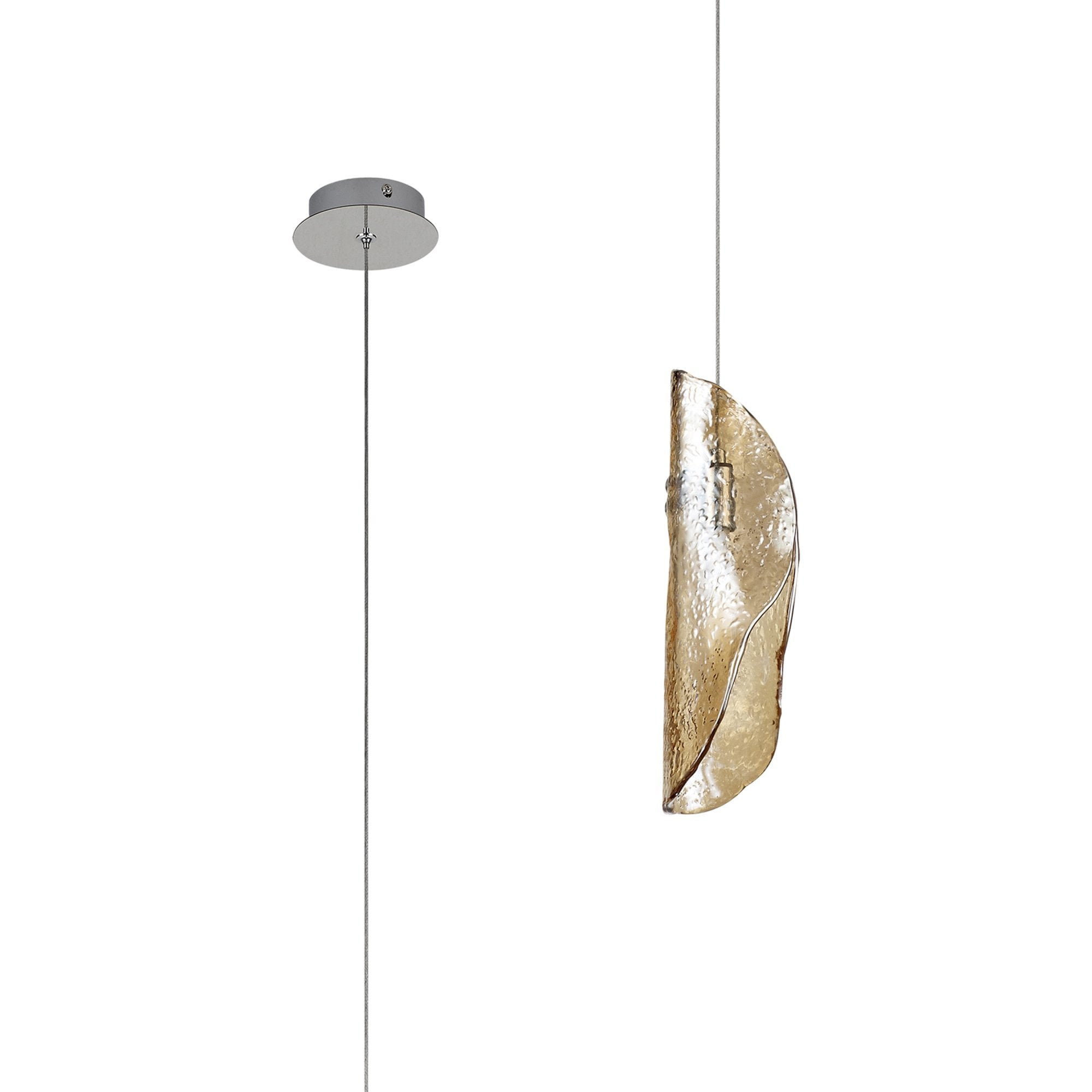 Fabula Chandos Single Pendant - Polished Chrome & Amber Glass