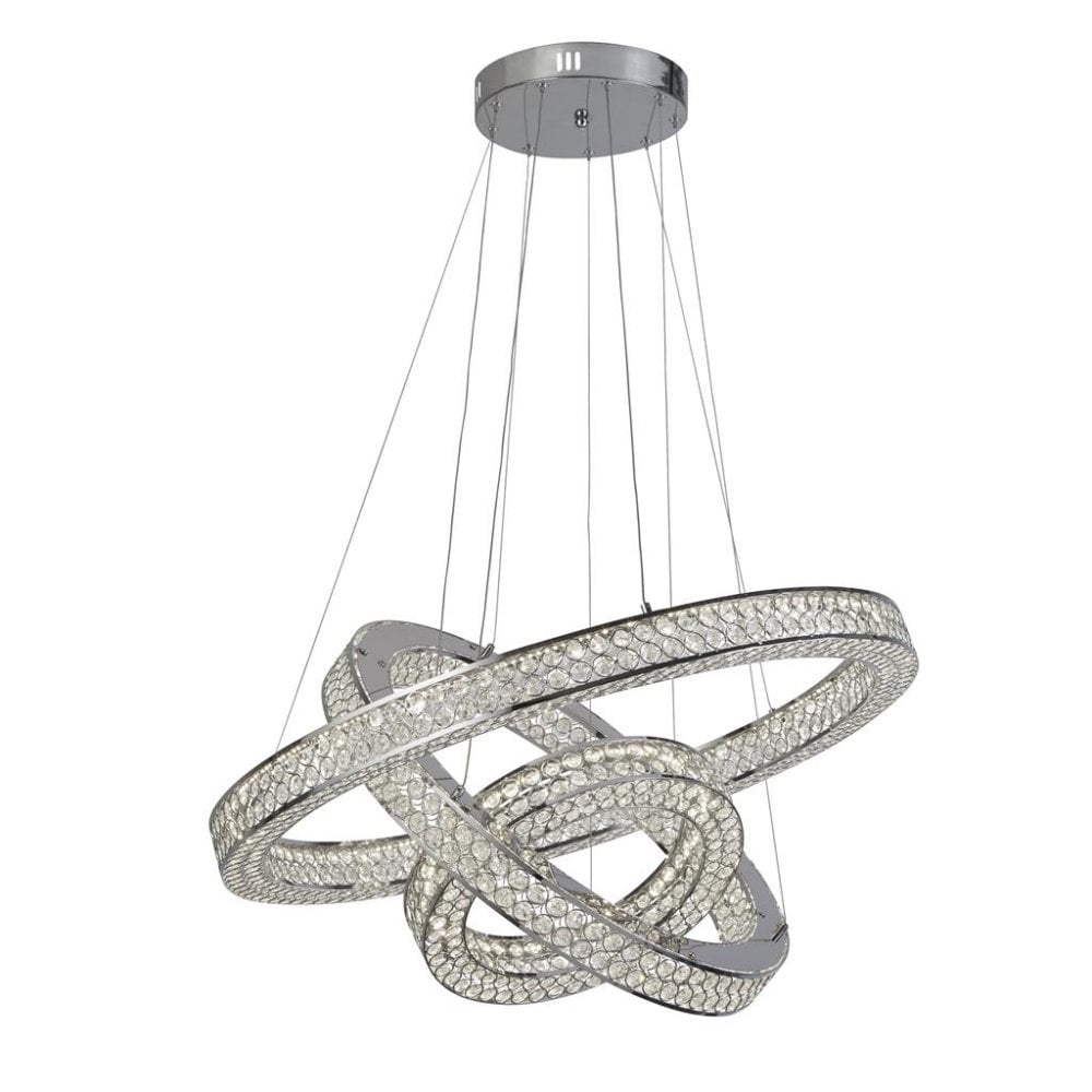 Searchlight Bala 3 Light LED Ceiling Pendant - Chrome & Crystal