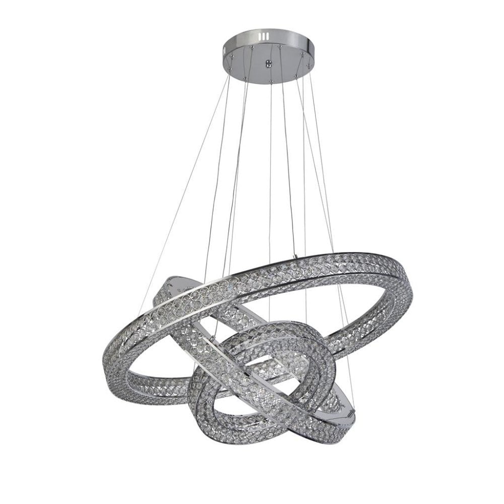 Searchlight Bala 3 Light LED Ceiling Pendant - Chrome & Crystal