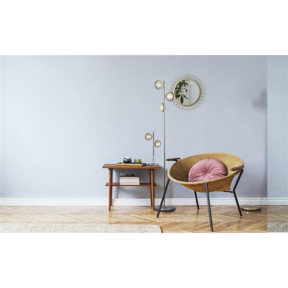 Searchlight Queensland 3 Light Floor Lamp - Chrome & Bubble Glass