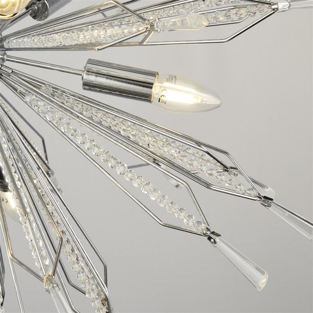 Searchlight St Albans 10 Light Ceiling Pendant - Chrome & Glass