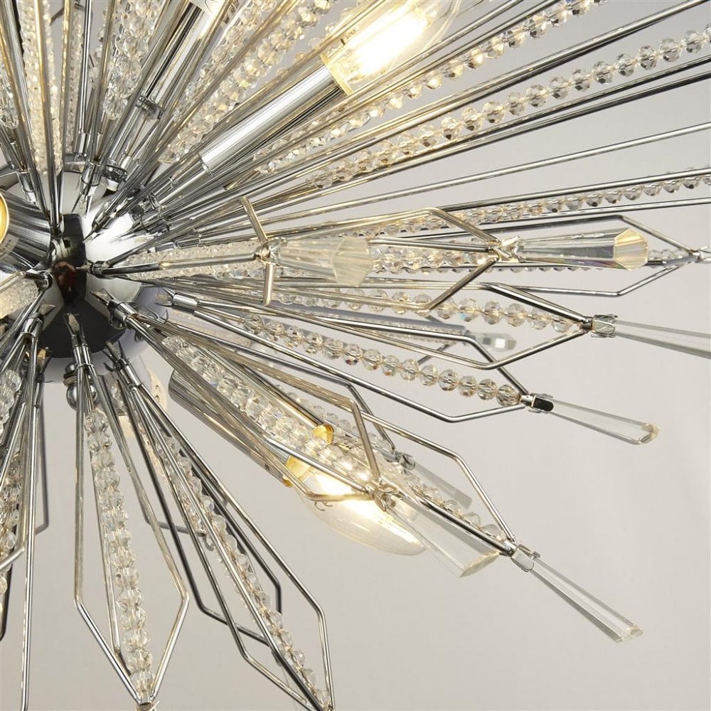 Searchlight St Albans 8 Light Ceiling Pendant - Chrome & Glass