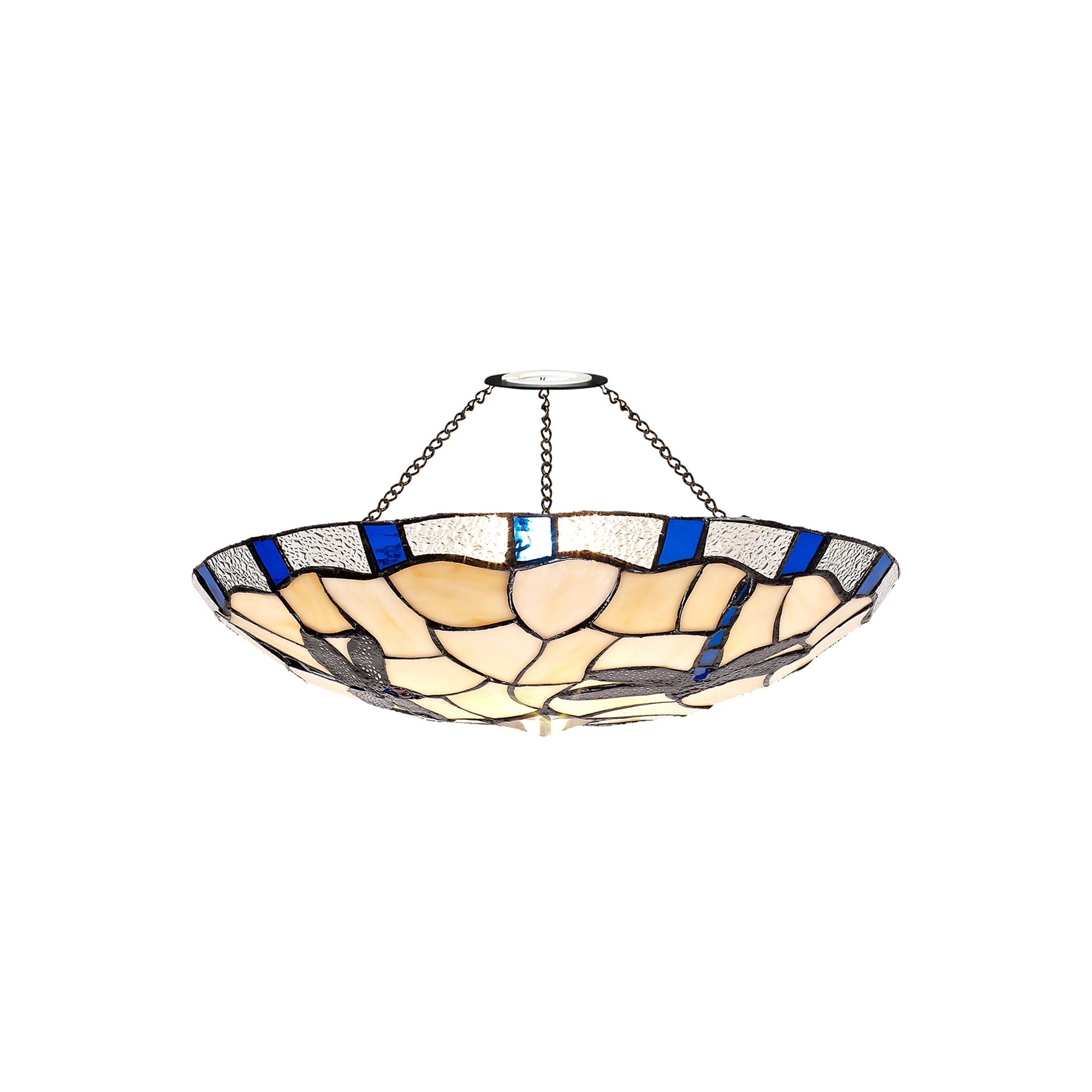 Fabula Mannock 35cm Tiffany Uplighter Shade - Rich Blue & Cream - Shade Only
