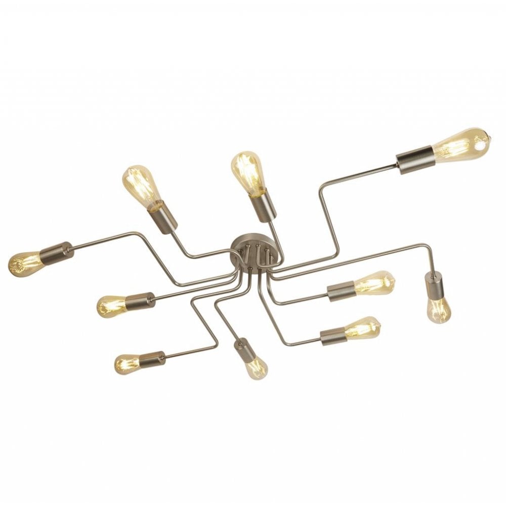 Searchlight Canton 10 Light Flush Ceiling Light - Satin Silver