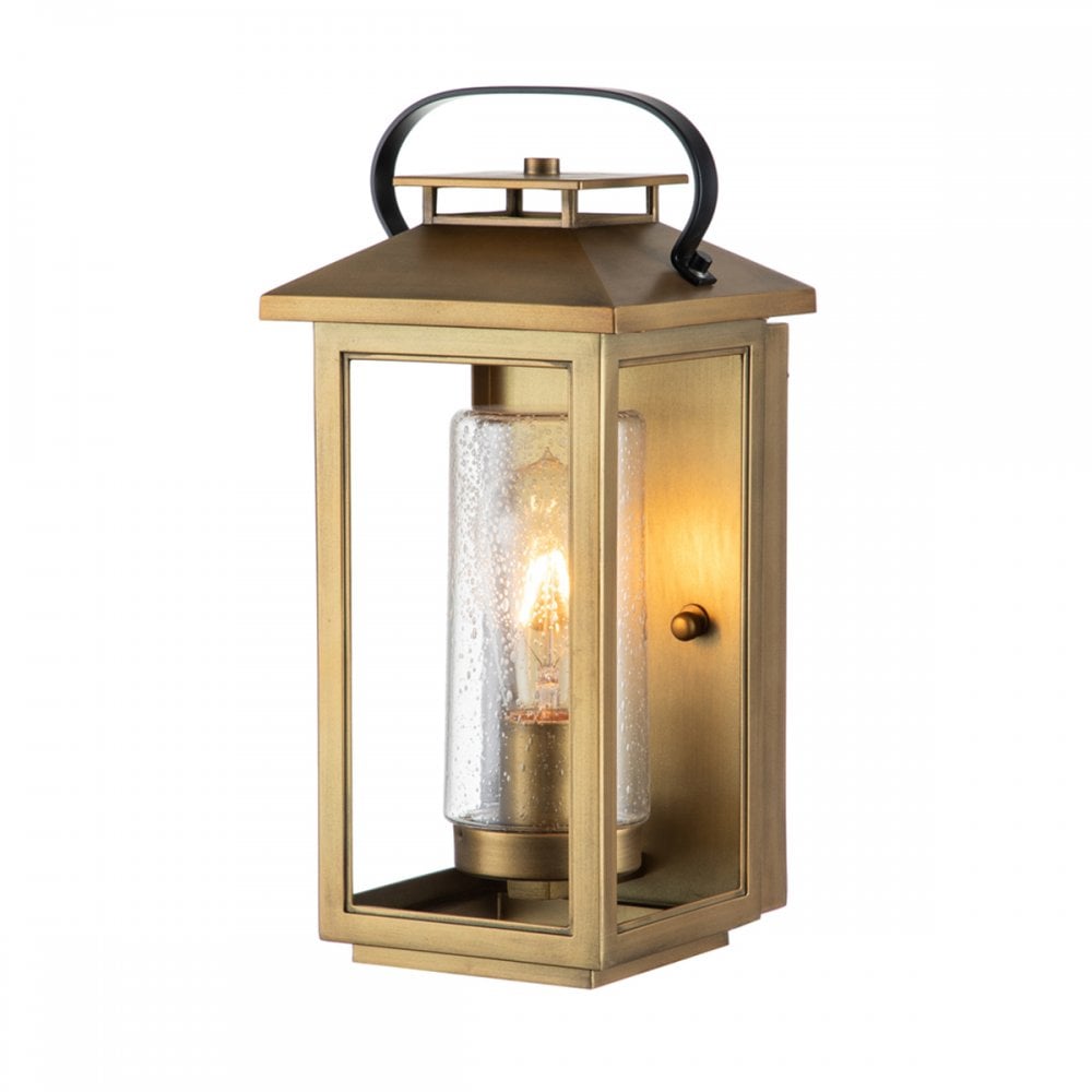 Quintiesse Atwater Single Small Wall Lantern - Distressed Brass