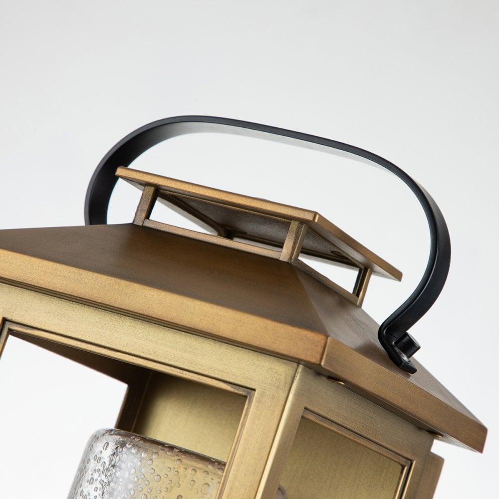 Quintiesse Atwater Single Small Wall Lantern - Distressed Brass