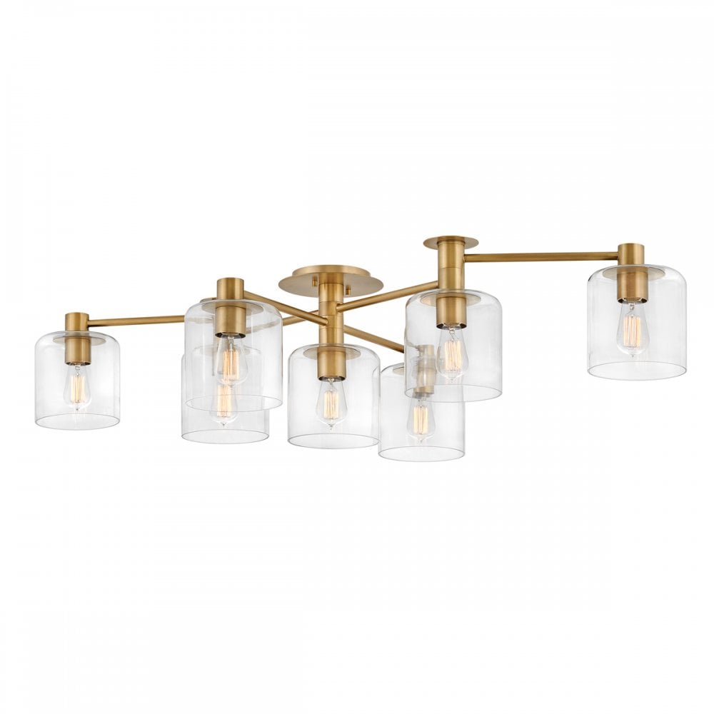 Quintiesse Axel 7 Light Semi-Flush Fitting -Heritage Brass