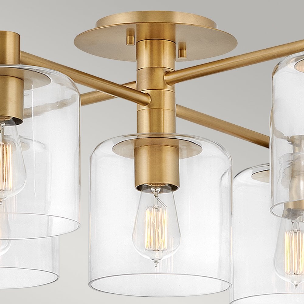 Quintiesse Axel 7 Light Semi-Flush Fitting -Heritage Brass