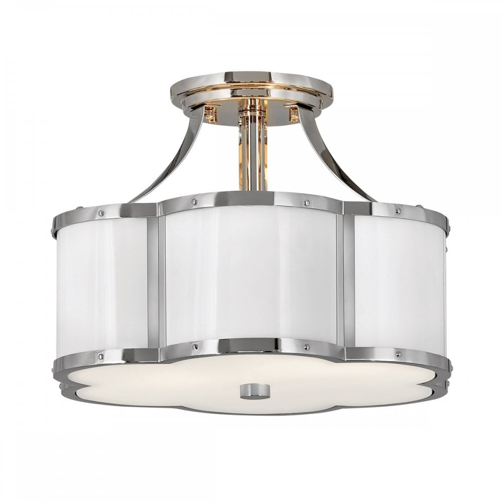 Quintiesse Chance 2 Light Semi-Flush Fitting - Polished Nickel & Polished White