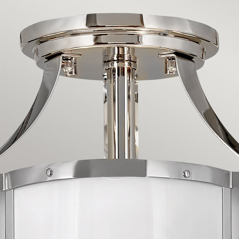 Quintiesse Chance 2 Light Semi-Flush Fitting - Polished Nickel & Polished White
