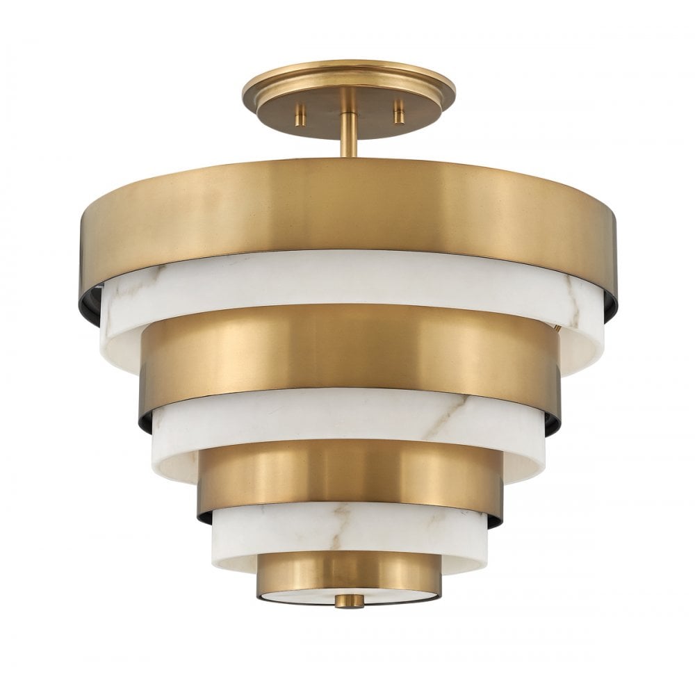 Quintiesse Echelon 3 Light Semi-Flush Fitting - Heritage Brass
