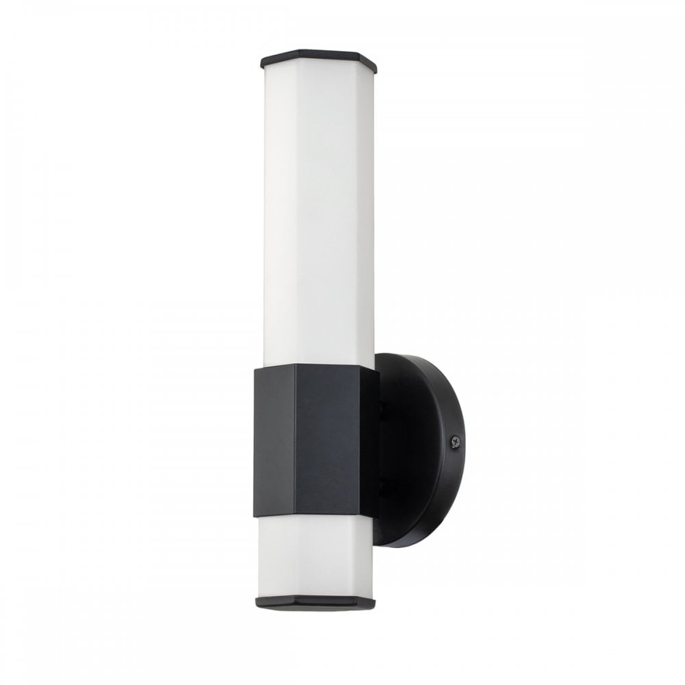Quintiesse Facet Single LED Bathroom Wall Light - Matt Black