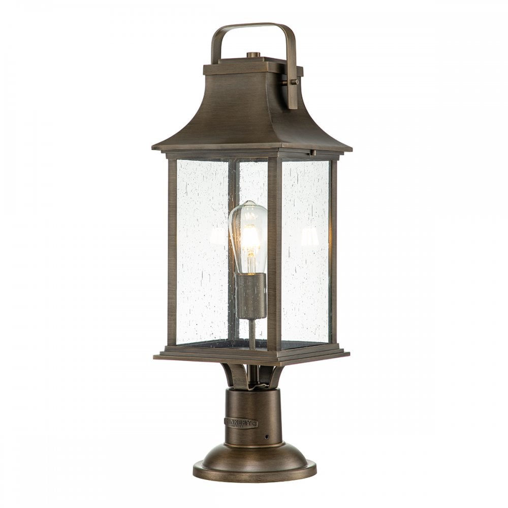 Quintiesse Grant Single Large Pedestal Lantern - Burnished Bronze
