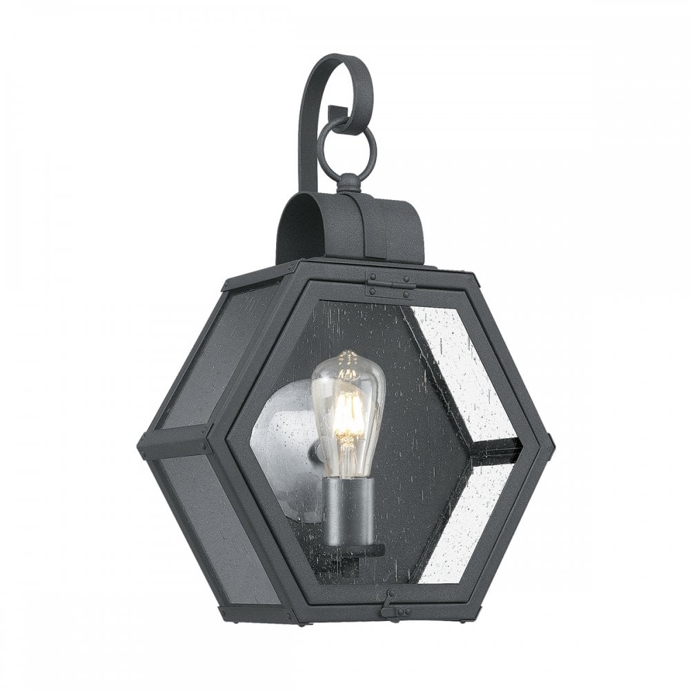 Quintiesse Heath Single Medium Wall Lantern - Mottled Black