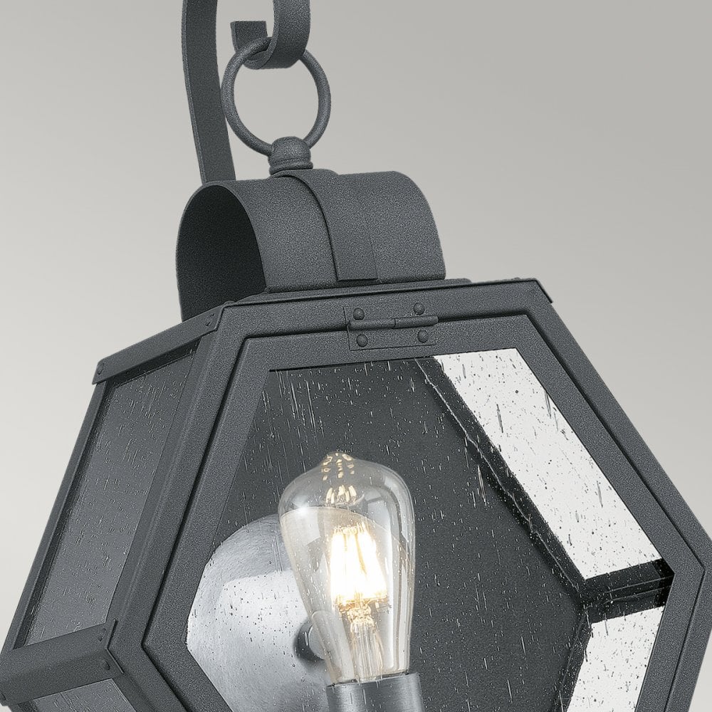 Quintiesse Heath Single Medium Wall Lantern - Mottled Black