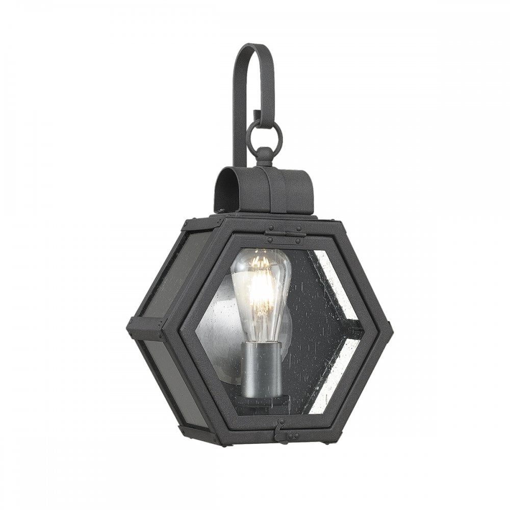 Quintiesse Heath Single Small Wall Lantern - Mottled Black