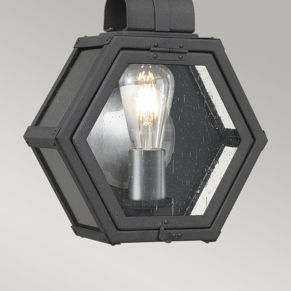 Quintiesse Heath Single Small Wall Lantern - Mottled Black