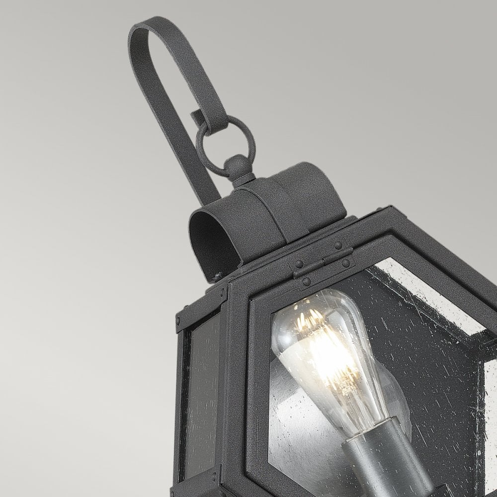 Quintiesse Heath Single Small Wall Lantern - Mottled Black