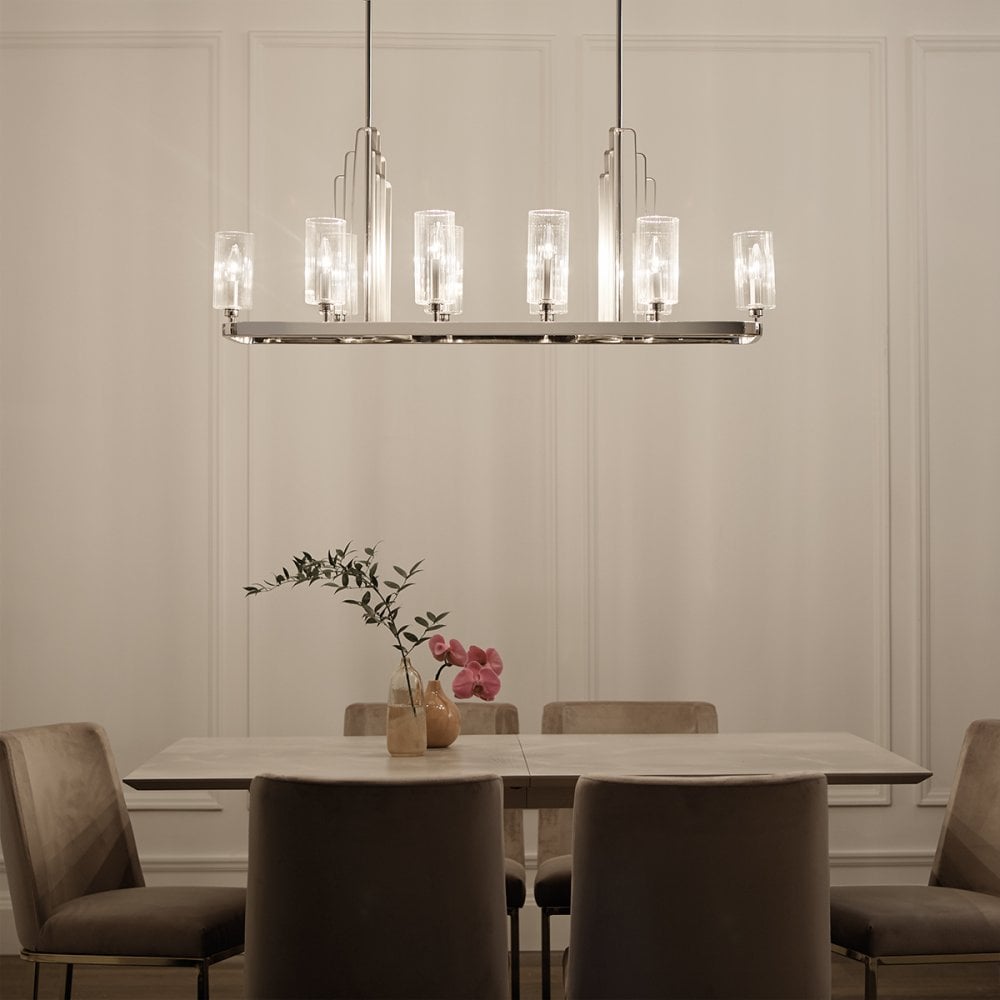 Quintiesse Kimrose 10 Light Linear Chandelier - Polished Nickel