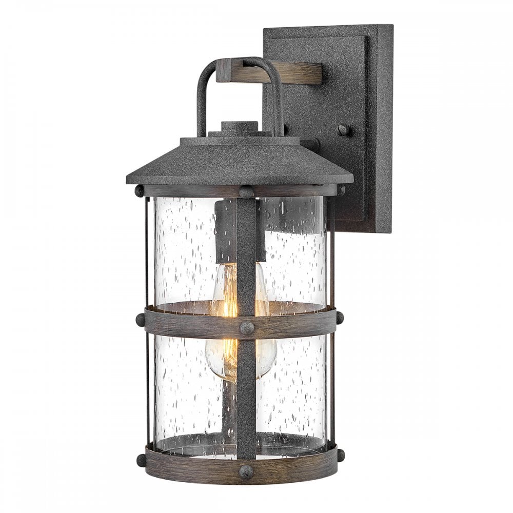 Quintiesse Lakehouse Single Small Wall Lantern - Aged Zinc with Driftwood Grey