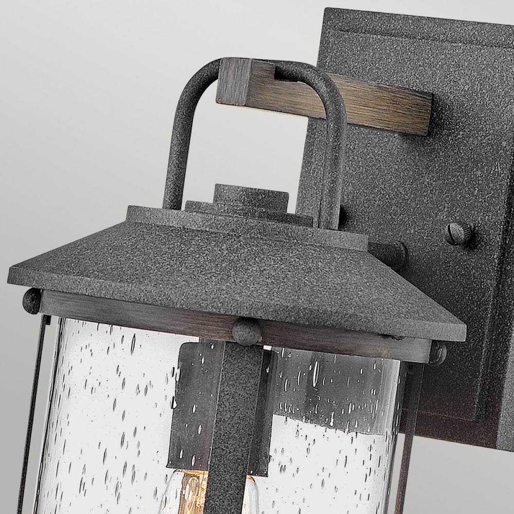 Quintiesse Lakehouse Single Small Wall Lantern - Aged Zinc with Driftwood Grey