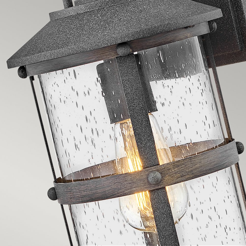 Quintiesse Lakehouse Single Small Wall Lantern - Aged Zinc with Driftwood Grey