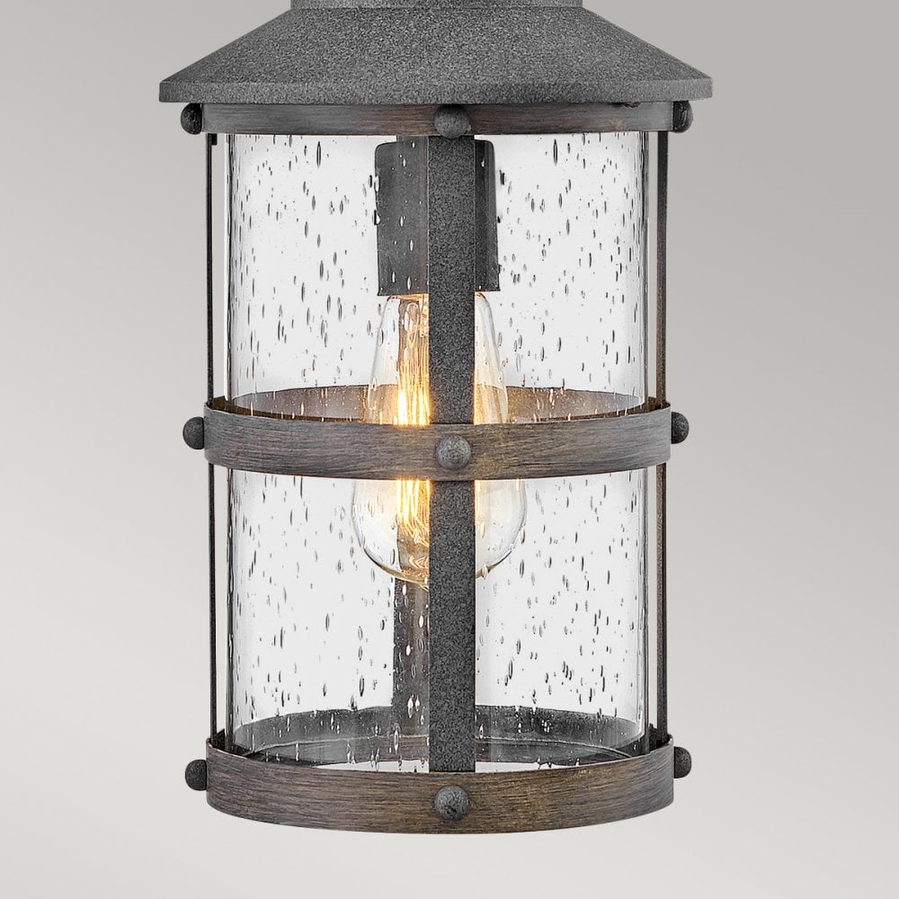 Quintiesse Lakehouse Single Small Chain Lantern - Aged Zinc with Driftwood Grey